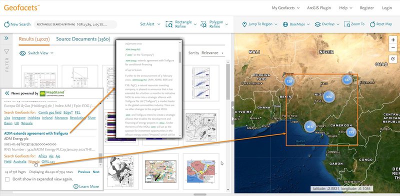 Elsevier&#x27;s Geofacets product MapStand has integrated geotagged news and data APIs within Elsevier’s Geofacets product.